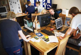 Photograph of Ninjas coding with Minecraft at Stockport Dojo